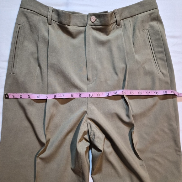 ​VTG Rafaella 100% Pure New Wool Trousers Sage Green Dress Pants Size 16 - Picture 4 of 11